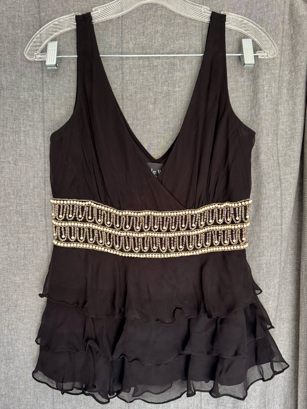 Vtg Y2K Top Black Babydoll Embellished Fairy Grunge Romantic Whimsigoth Ethereal